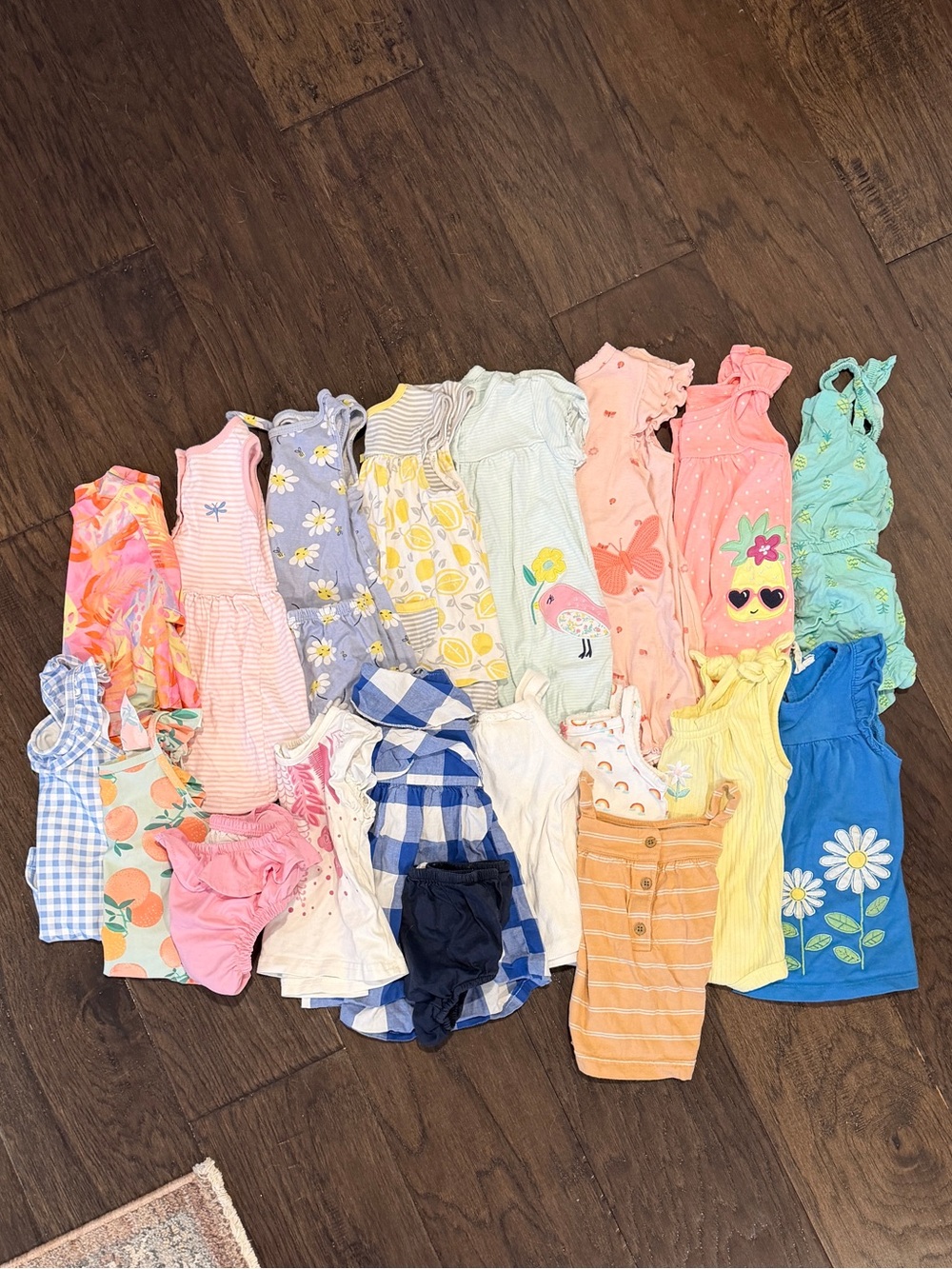12 Month Girls Baby/Toddler Girls Romper and Tops Bundle in Pastels and Brights